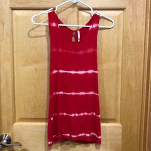 Pitaya Red and White Tie Dye Stripe Tank Top sz M